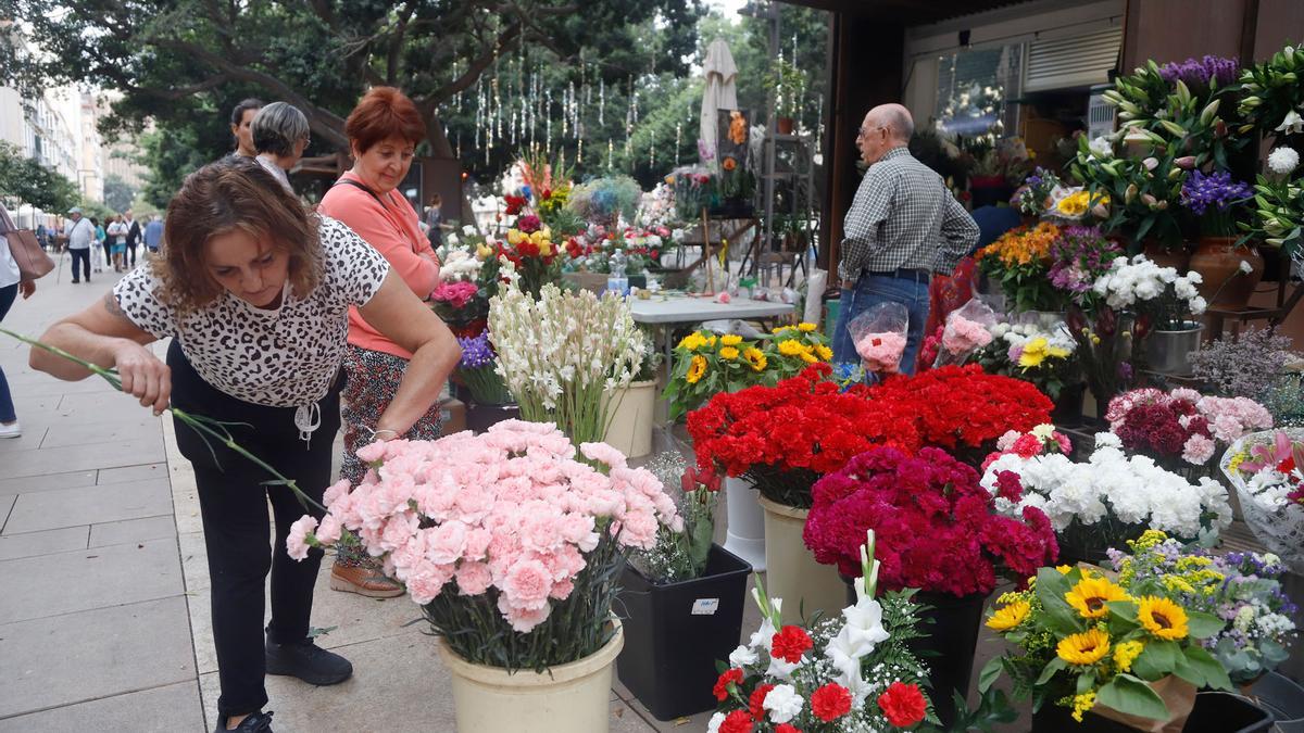 Venta de flores en Málaga de cara al 1 de noviembre, Día de Todos los Santos