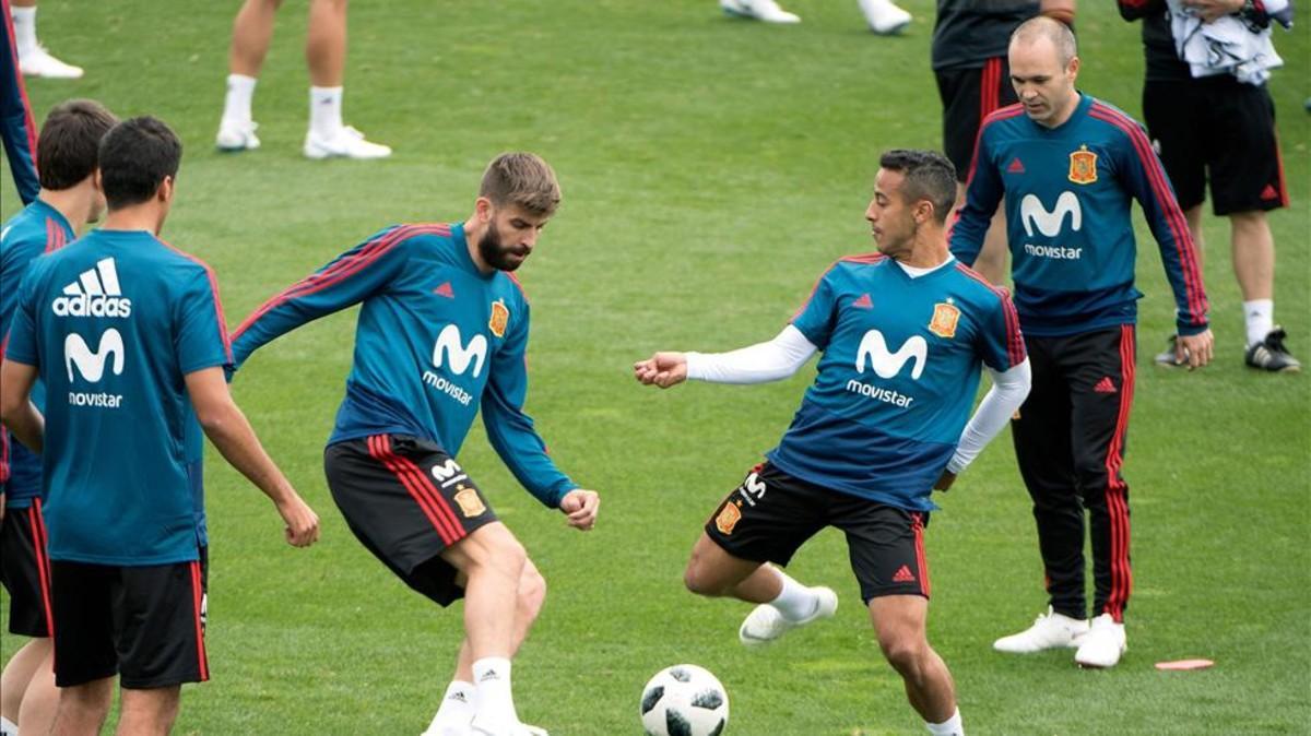 Thiago se ha reencontrado con sus amigos del Barça en la selección