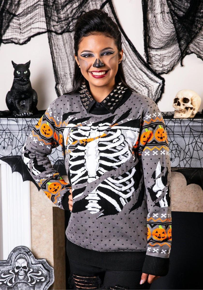 Jersey de Halloween con dibujo de esqueleto