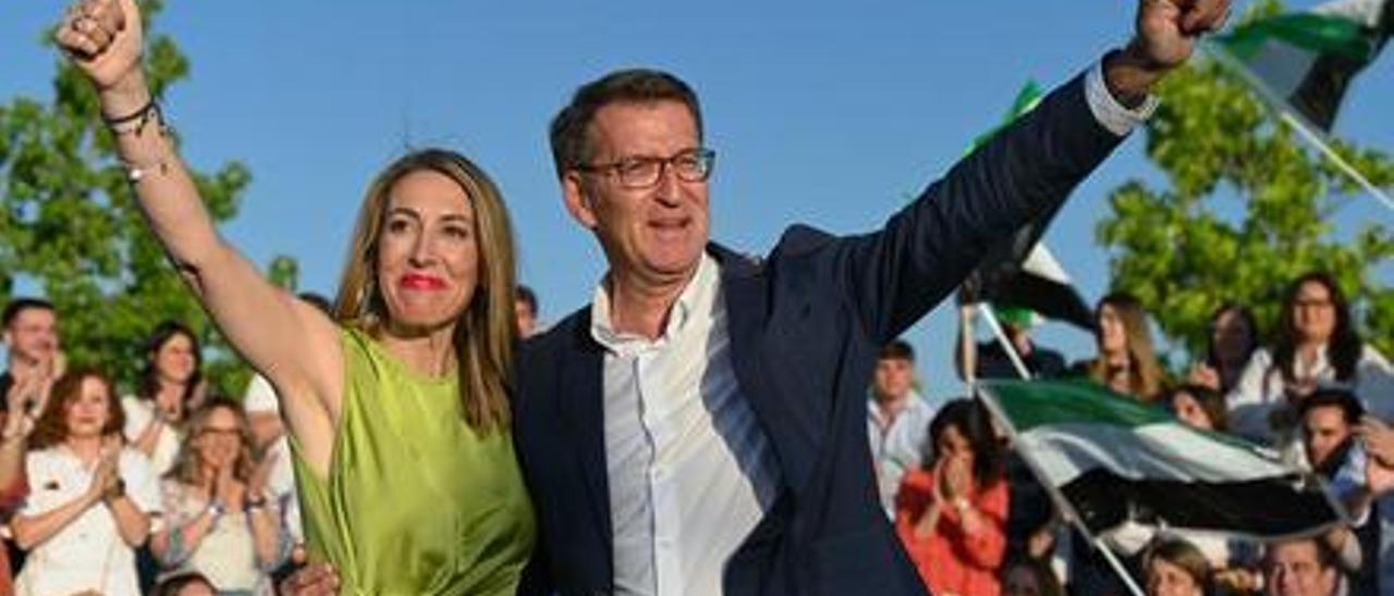 Feijóo y María Guardiola, candidata del PP a la presidencia de Extremadura.