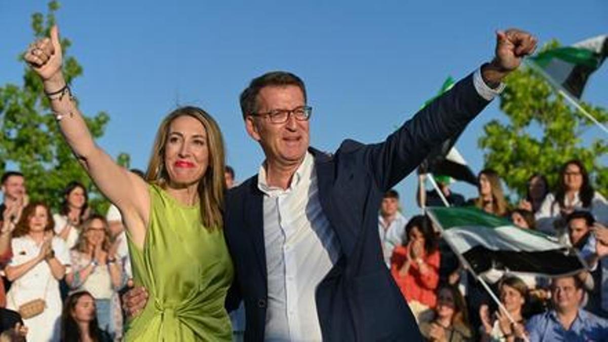 Feijóo y María Guardiola, candidata del PP a la presidencia de Extremadura.