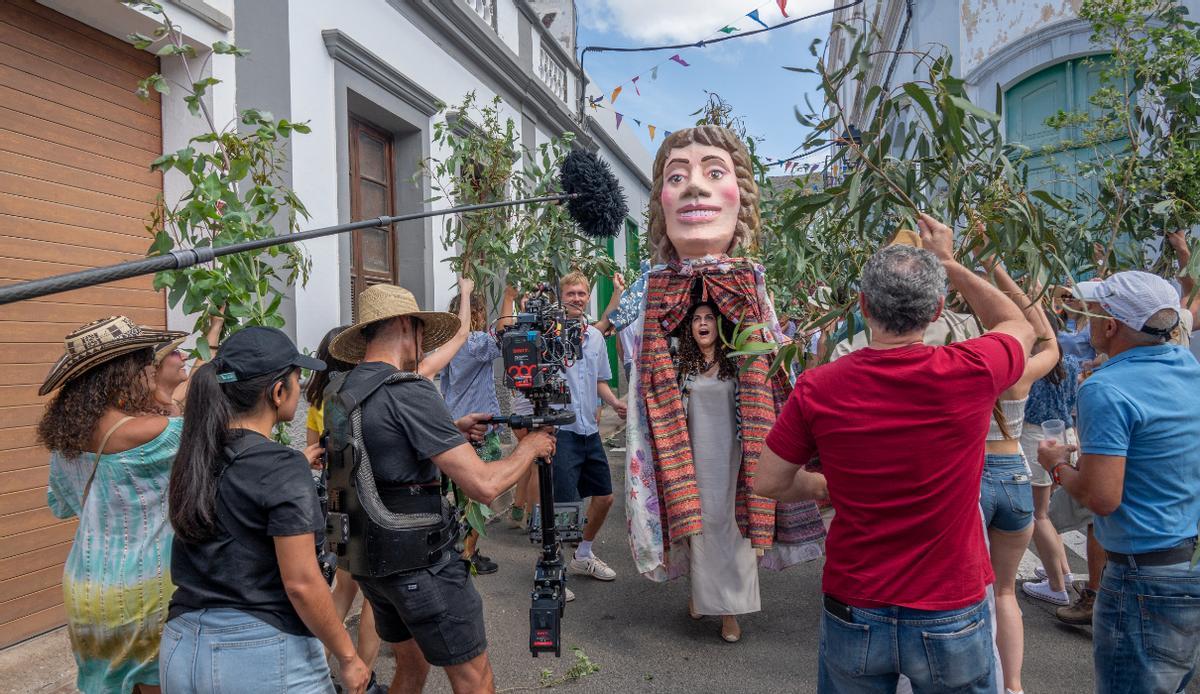 Momento de la grabación de la película "A una isla de ti".