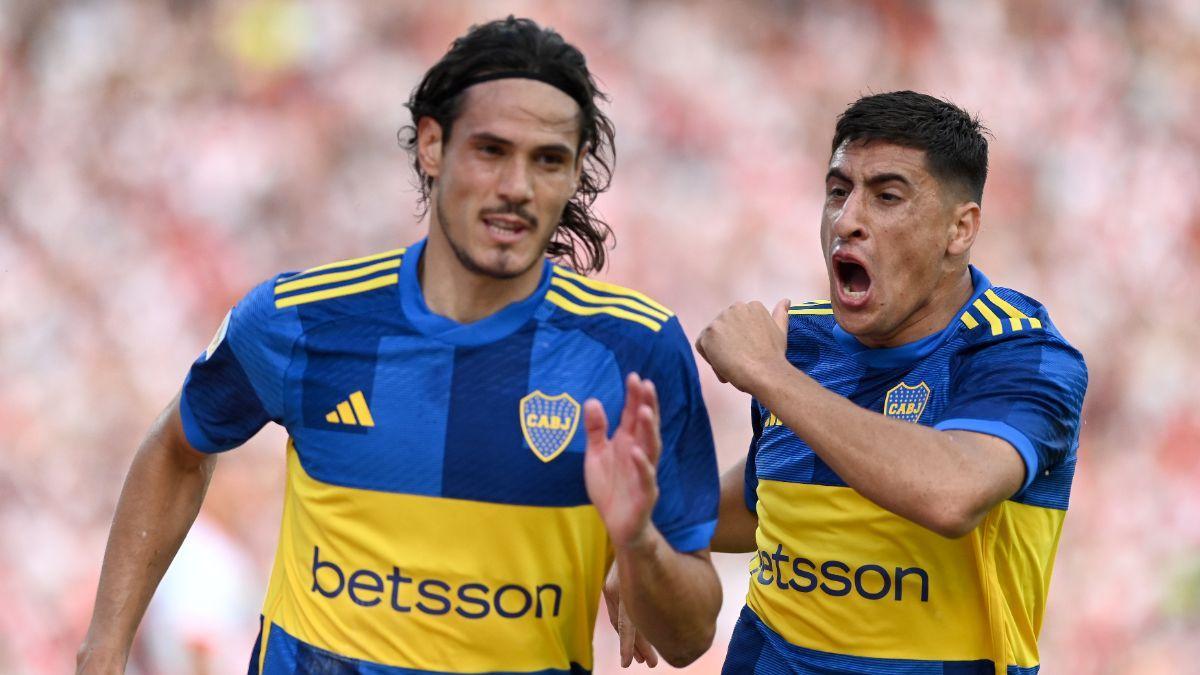Cavani y Merentiel marcaron los goles del Boca ante River Plate