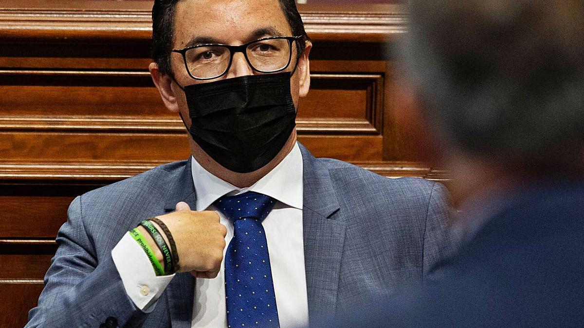 El diputado de CC, Pablo Rodríguez, ayer en el Parlamento de Canarias.