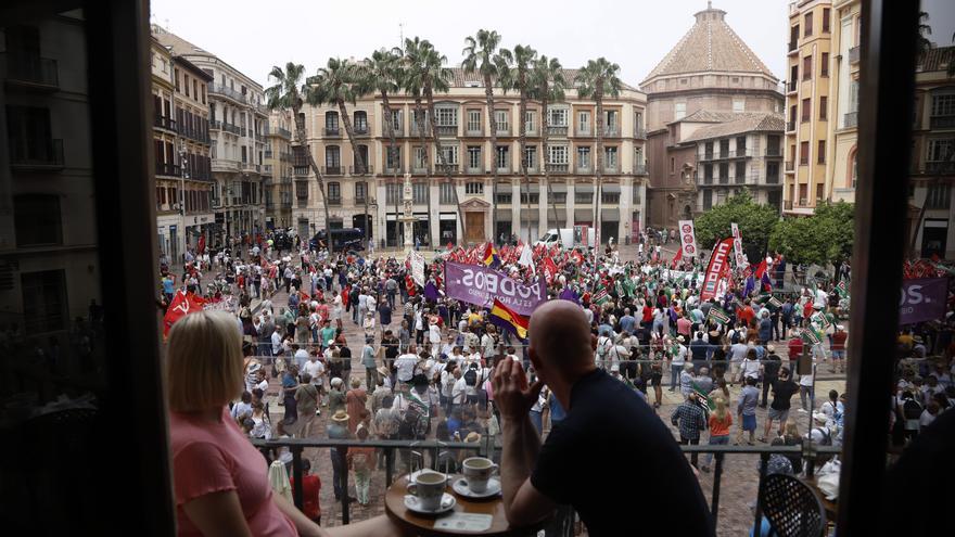 Los sindicatos piden subidas salariales en un Primero de Mayo en Málaga de fuerte ambiente preelectoral