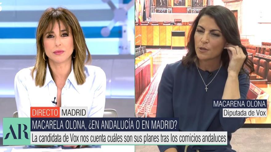 La tensa entrevista a Macarena Olona en El Programa de Ana Rosa: &quot;No recibe a todos y ahí me quedo&quot;