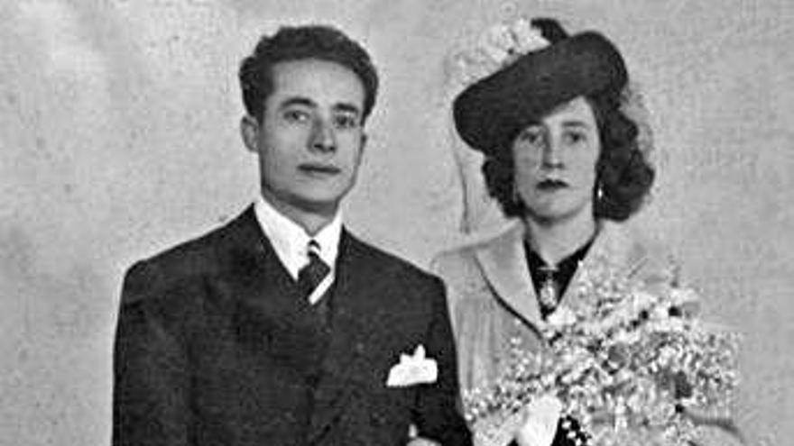 Tomás Díez y Tomasita García, el día de su boda, en mayo de 1945.