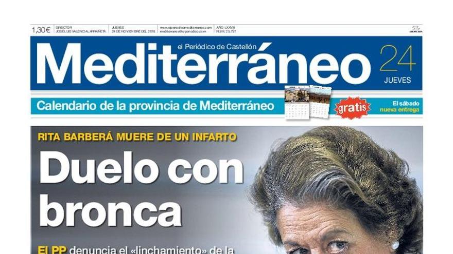 Duelo con bronca, en la portada de Mediterráneo