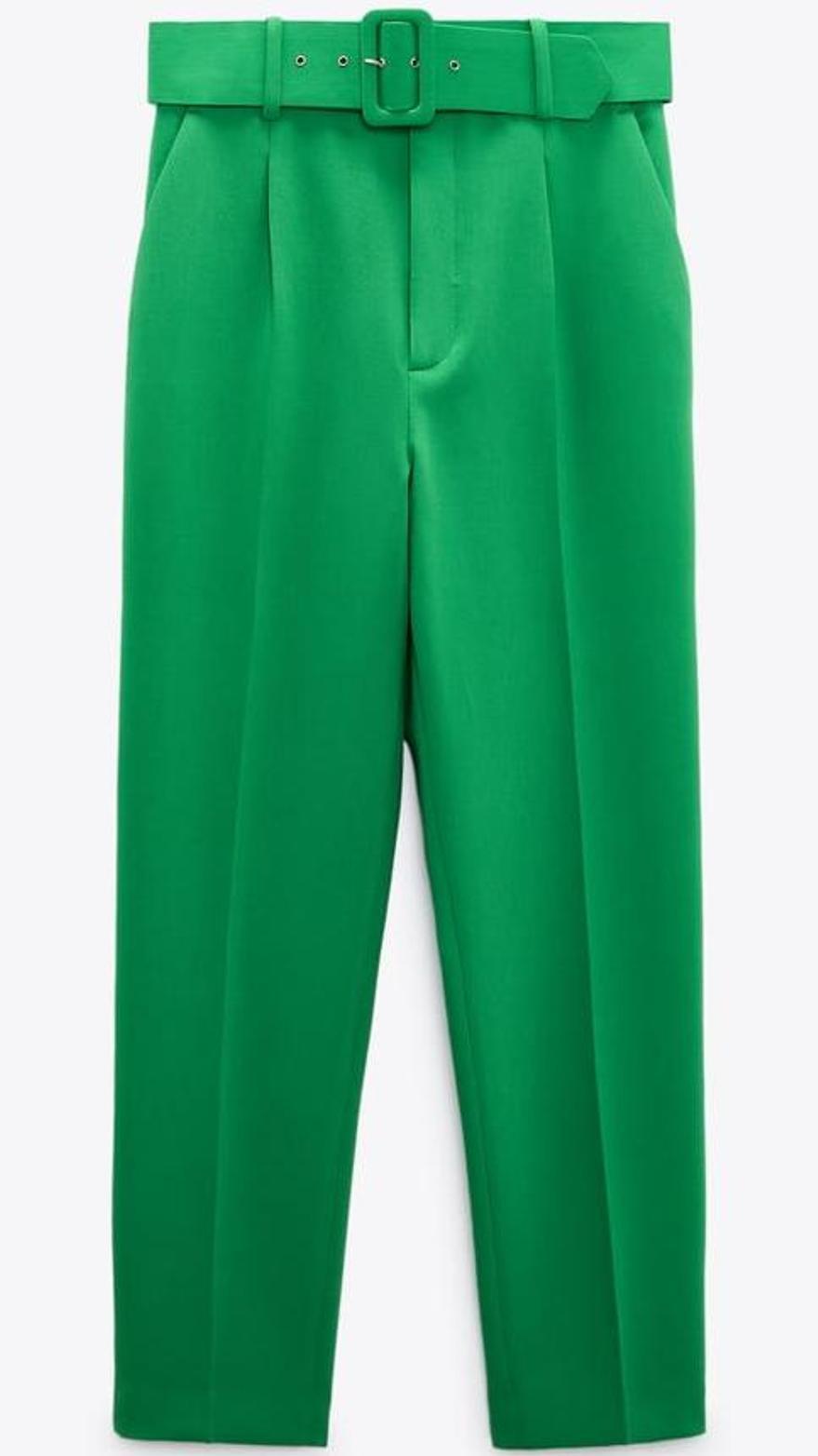 Pantalón cinturón forrado Zara