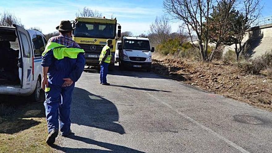 Trabajos de mejora de la carretera de Sendín a la Nacional 525.