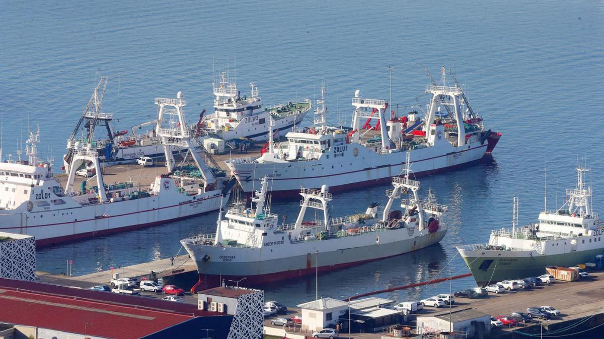 Flota de arrastre en el puerto de Vigo. |   // MARTA G. BREA