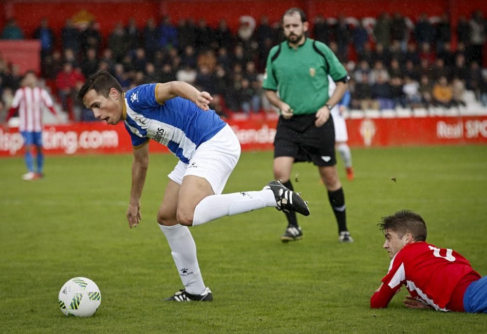 El partido entre el Sporting B y el Real Avilés, en imágenes