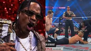 Un tmpano roto y un ojo amoratado: Travis Scott golpea duramente a una estrella de la WWE y le causa lesiones
