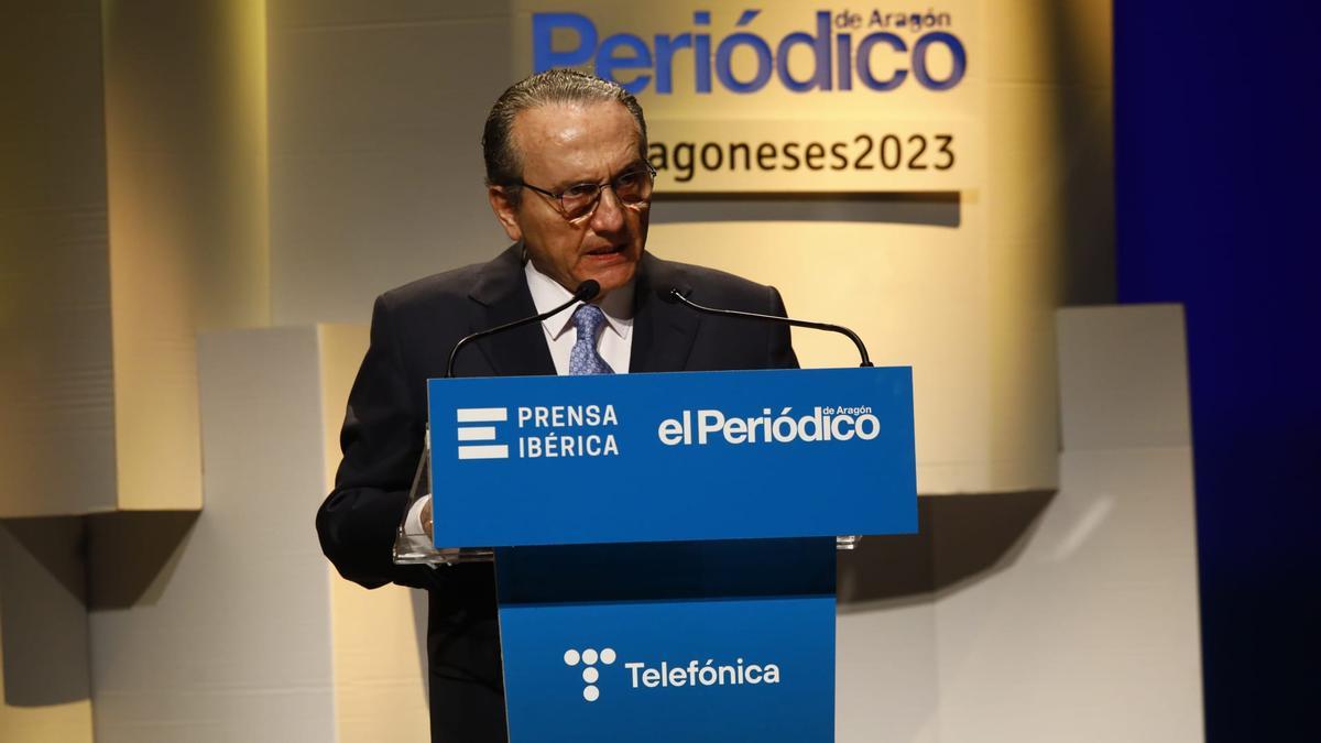 El presidente de Prensa Ibérica, Javier Moll, durante su discurso de bienvenida.