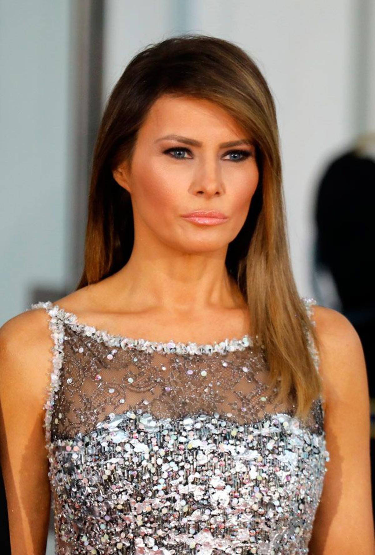 Melania Trump con vestido de Alta Costura de Chanel en la Cena de Gala en honor a los Macron