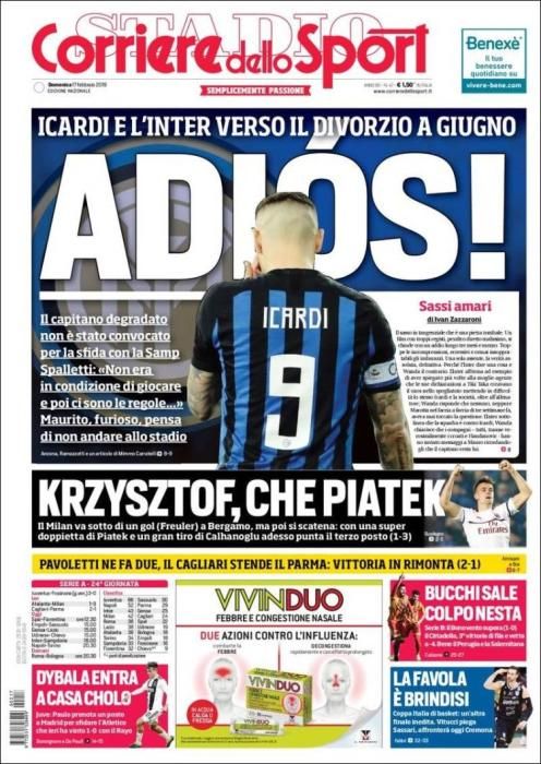 Portada CORRIERE DELLO SPORT domingo 17 febrero