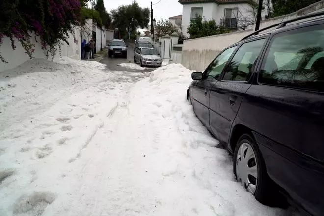 Granizo y lluvia en Marbella