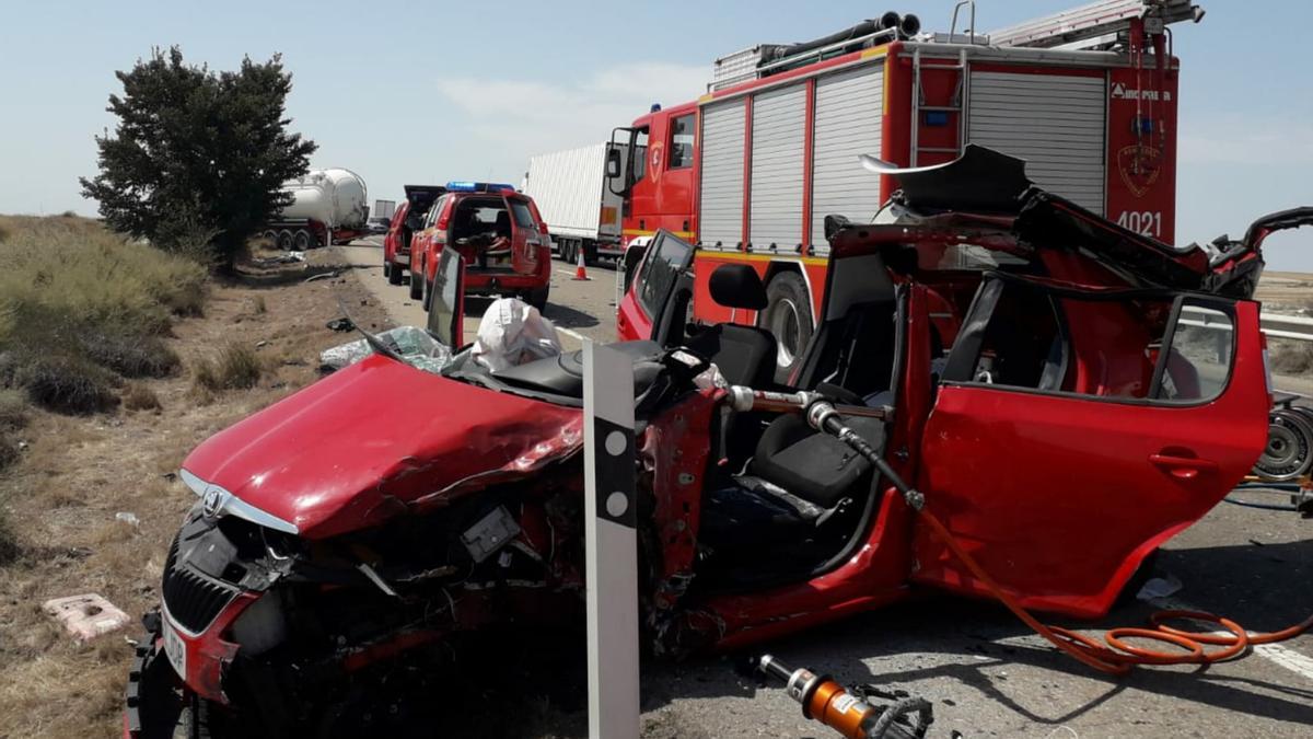 Así ha quedado el turismo accidentado.