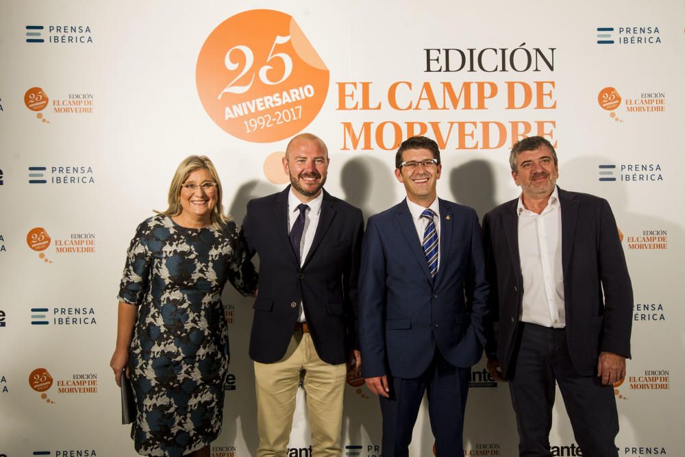 Gala 25 Aniversario Levante-EMV Edición Camp de Morvedre. El president de la diputació, Jorge Rodríguez junto a los diputados provinciales Carmen Peris, Josep Bort y Toni Gaspar