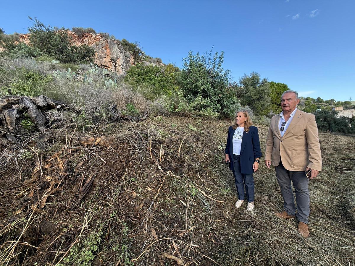 La alcaldesa, Susana Marqués; y el concejal de Urbanismo y Patrimonio, Carlos Díaz, en una visita reciente a los trabajos de limpieza.