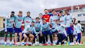 La selección española mostró muy buen ambiente en el último entrenamiento