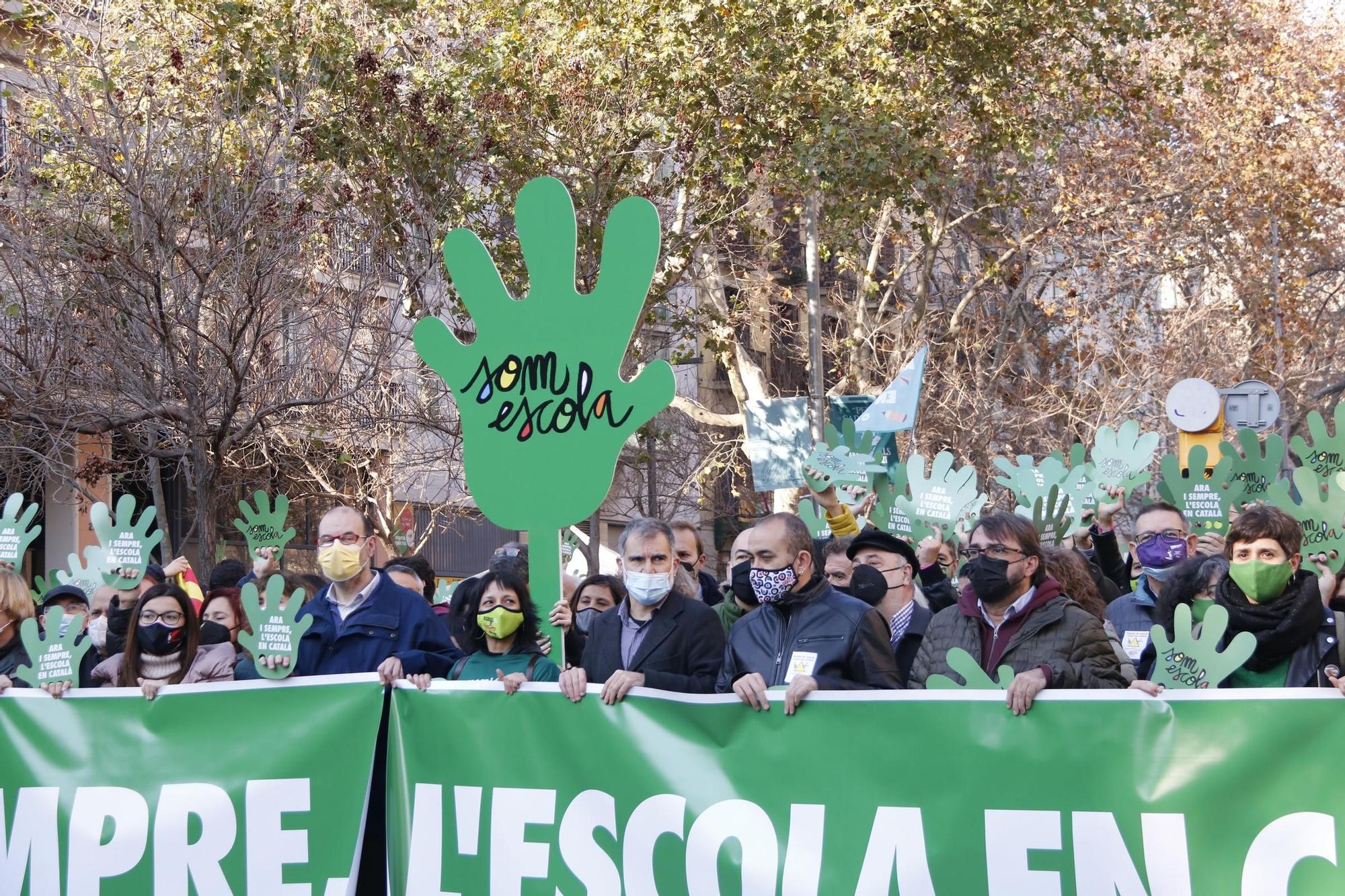 Manifestació en defensa de la immersió a les escoles catalanes