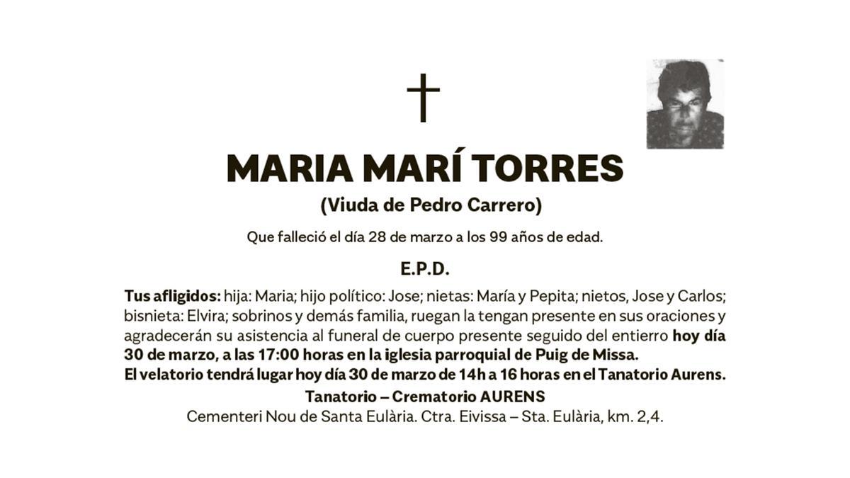 Esquela María Marí Torres