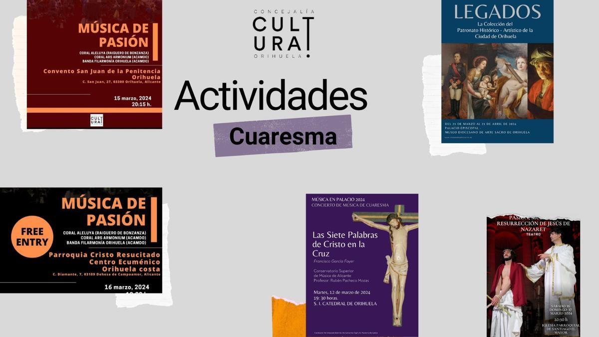 Cartel de actividades culturales en Orihuela con motivo de la Cuaresma