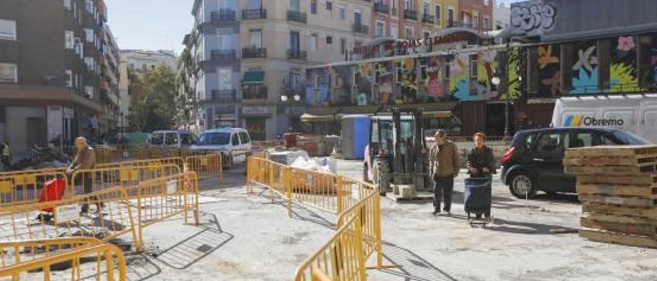 Las obras en la plaza Rojas Clemente.