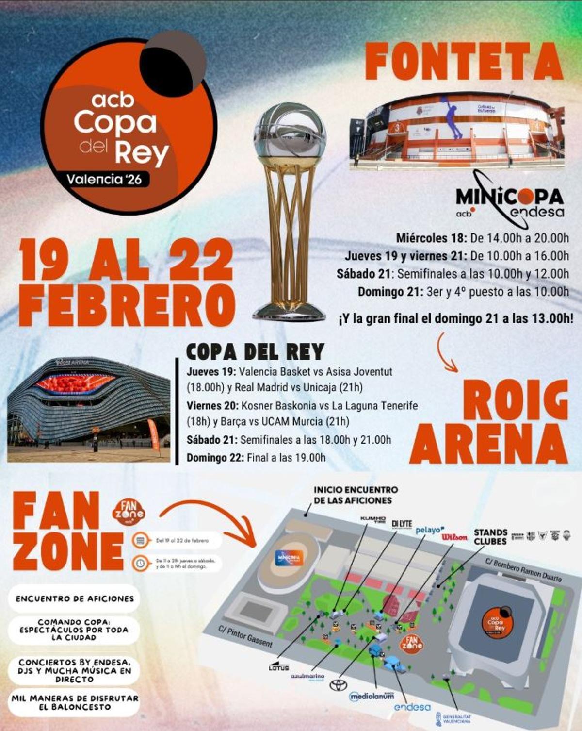 Fan Zone en la Copa del Rey ACB de Valencia y actividades junto al Roig ...