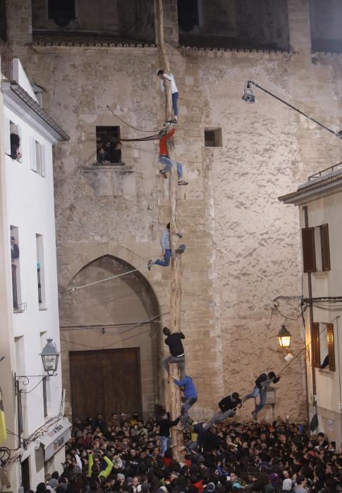 Auch dieser Brauch gehört zu Sant Antoni auf Mallorca: In Pollença wird ein eingeseifter Baumstamm erklommen. Sieger am Dienstag (18.1.) wurde trotz widriger klimatischer Bedingungen Sergi Gómez.