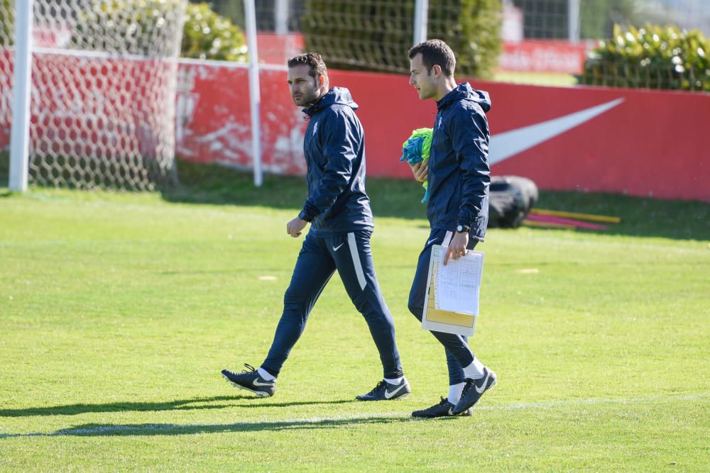 Entrenamiento del Sporting a puerta cerrada