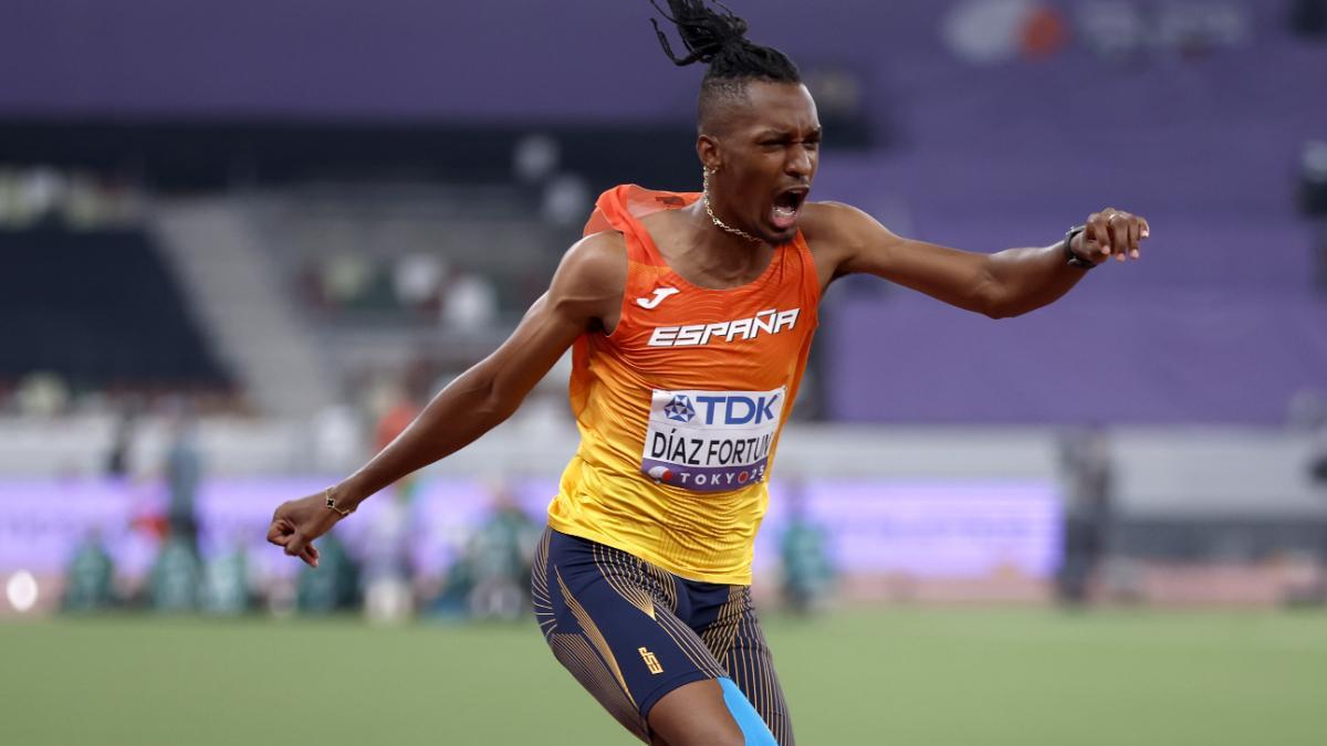 Jordan Díaz, en el momento de su lesión en los Mundiales de Tokio