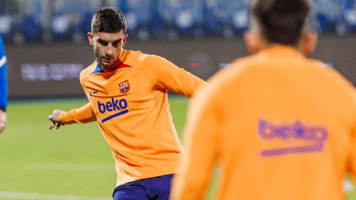 Ferran Torres, entrenando antes de la Supercopa de España