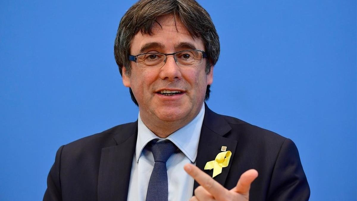 Carles Puigdemont, durante su comparecencia en Berlín.