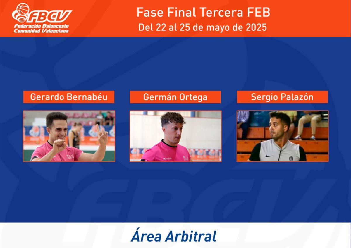 Gerardo Bernabéu, Germán Ortega y Sergio Palazón, en la Fase Final Tercera FEB.