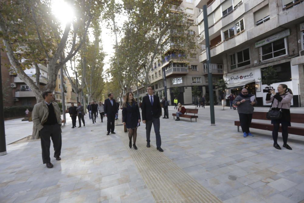 El paseo Alfonso X de Murcia, completamente peatonalizado