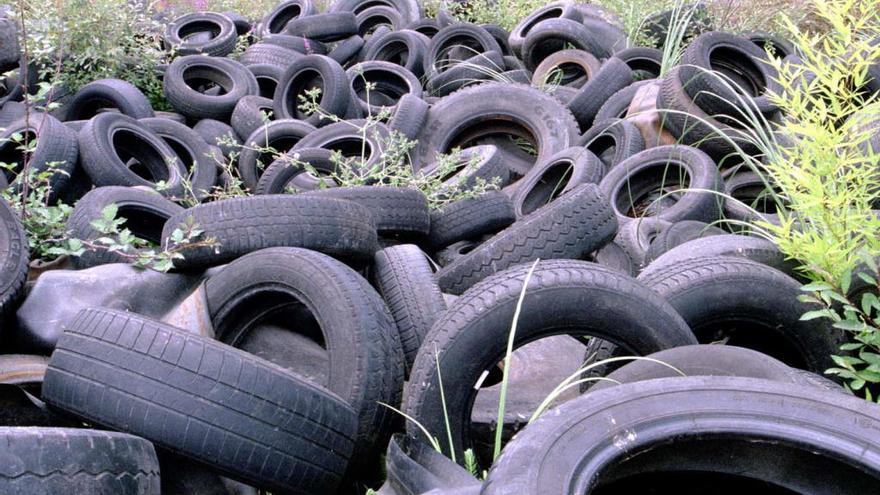 Imagen de archivo de neumáticos usados en un vertedero. // M.F.