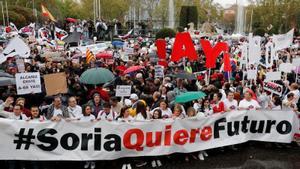 Manifestación de la España vaciada en Madrid, el 31 de marzo de 2019, que contó con la participación de 90 colectivos de 23 provincias, entre ellas Soria.