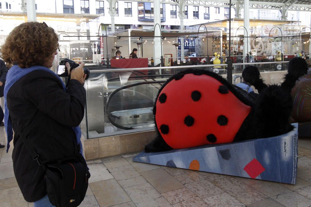 Exposición de caracoles gigantes en el mercado de Colón