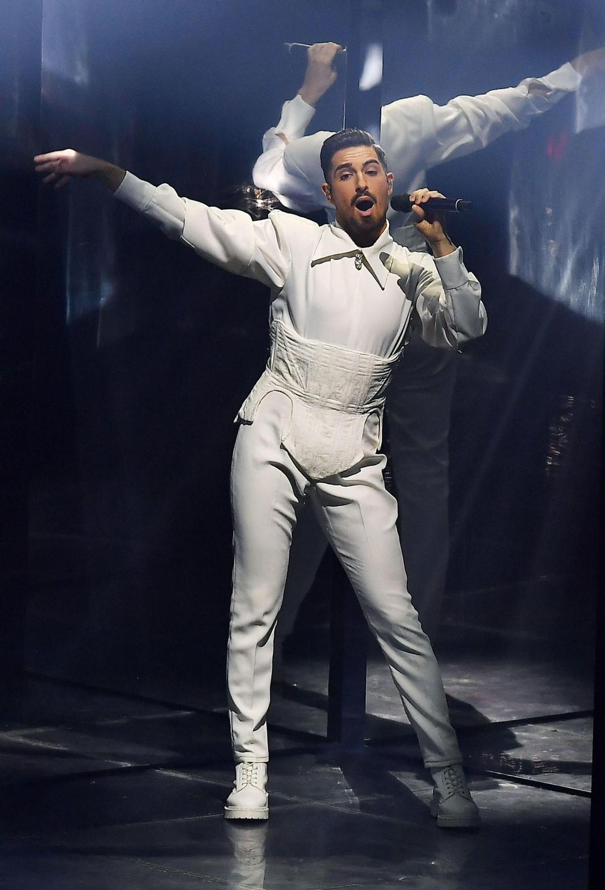 Turin (Italy), 12/05/2022.- Michael Ben David from Israel with the song ’I.M’ performs during the Second Semifinal of the 66th annual Eurovision Song Contest (ESC 2022) in Turin, Italy, 12 May 2022. The international song contest has two semifinals on 10 and 12 May, and a grand final on 14 May 2022. (Italia) EFE/EPA/Alessandro Di Marco