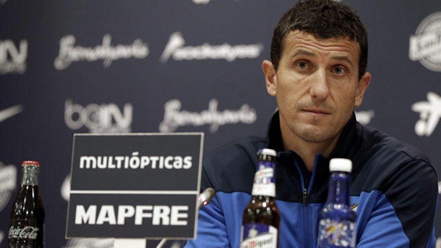 Javi Gracia, en la sala de prensa del estadio La Rosaleda.