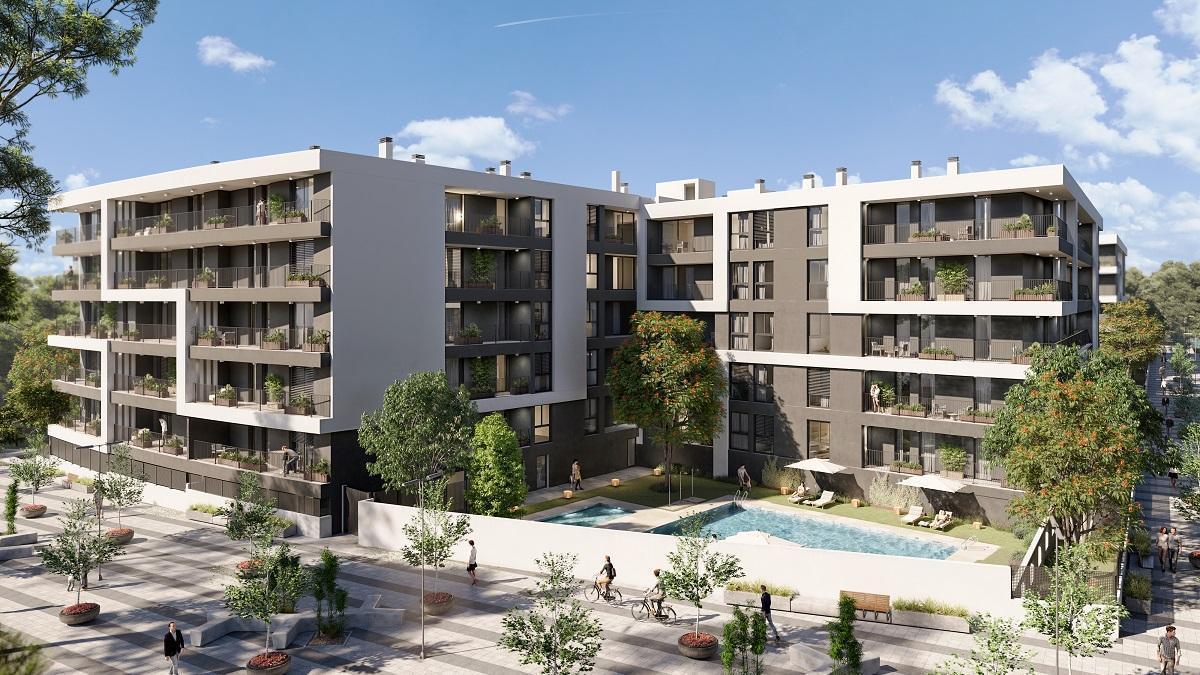 Una imagen recreada de las VPO en la parcela R11 de Lagoom Living en Málaga.
