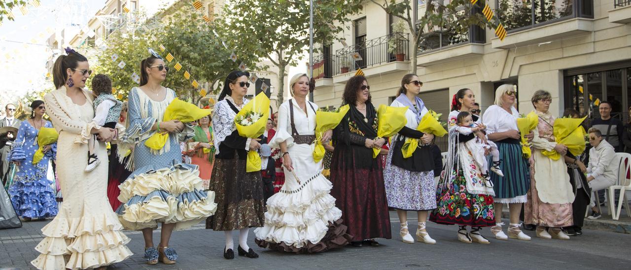 Ofrenda durante unas fiestas patronales