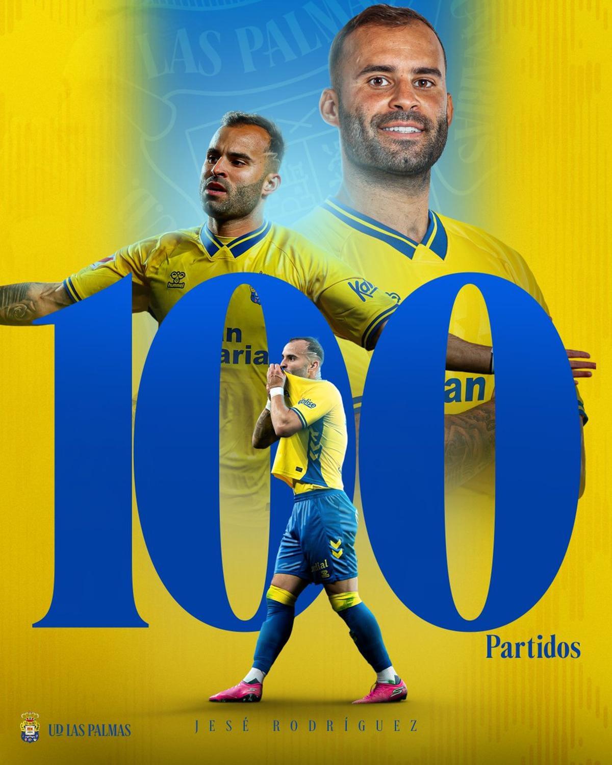 El rótulo de los 100 partidos de Jesé.