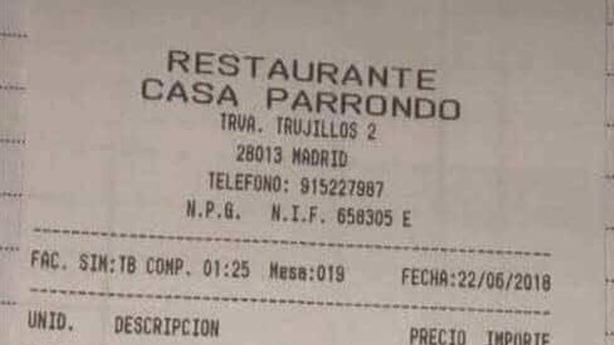La &quot;facturona&quot; de un restaurante asturiano en Madrid: casi 50.000 euros para 8 personas