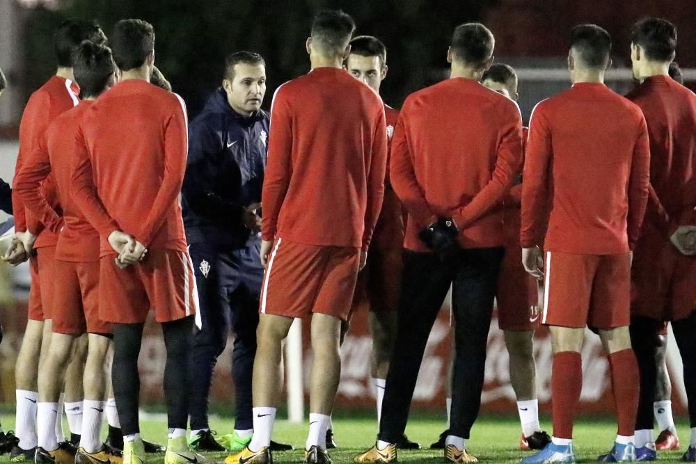 Primer entrenamiento de Baraja con el Sporting