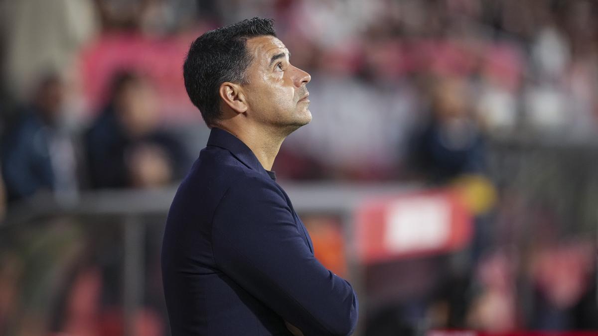 Míchel, durante el partido ante el Villarreal