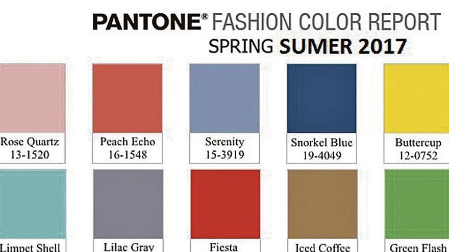 Muestrario Pantone para el verano.