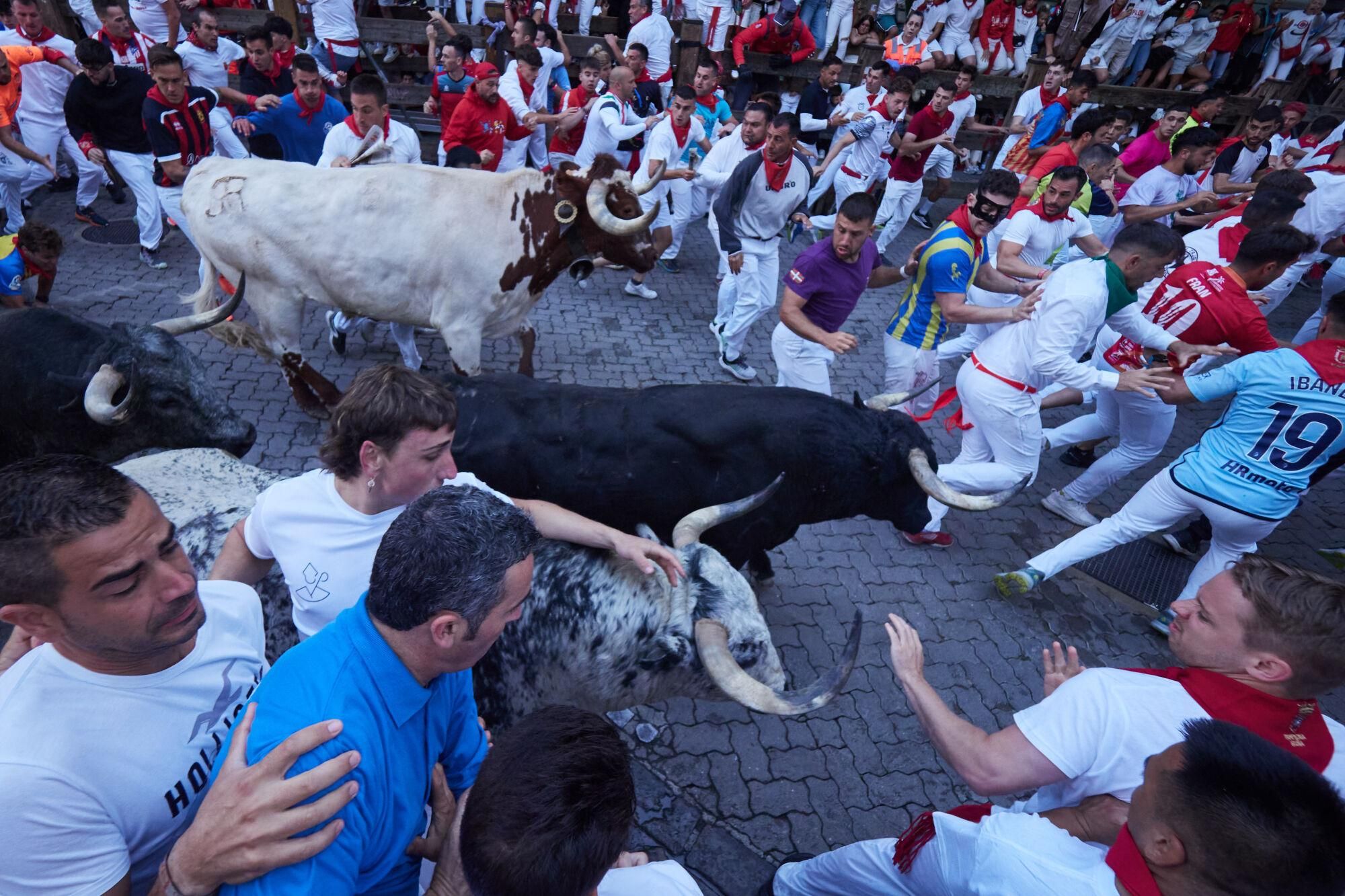 Imatges del segon encierro dels Sanfermines 2025